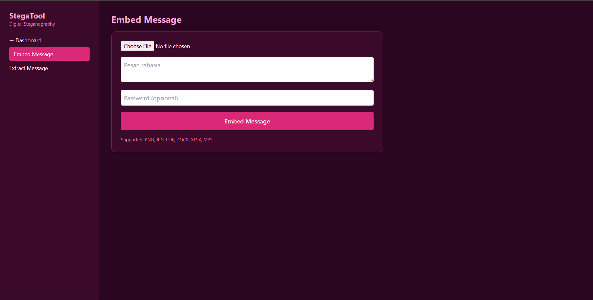 Image Steganography for Secure Message Embedding screenshot 1